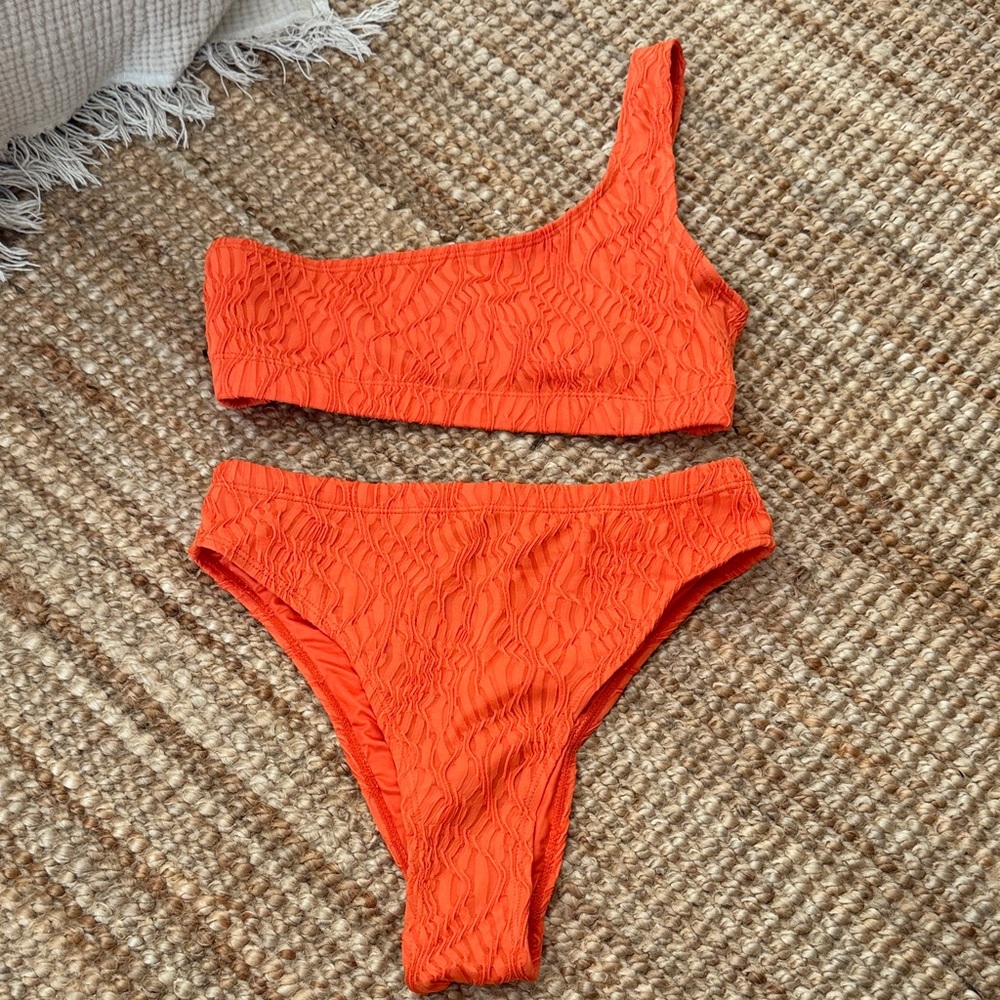 Nasty Gal Orange One-Shoulder Bikini